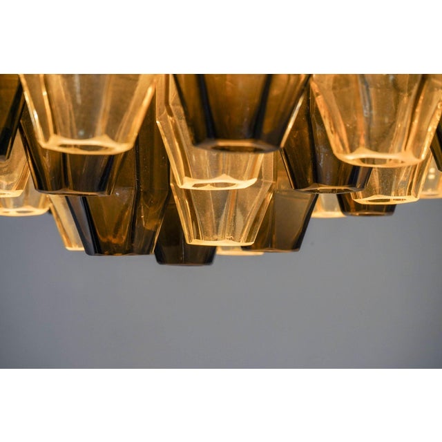 Prismatico Amber and Taupe Compact Glass Chandelier by S. Piattelli For Sale - Image 12 of 18