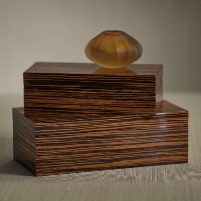 Alpertun Ebony Veneer Decorative Box, Small For Sale - Image 4 of 5