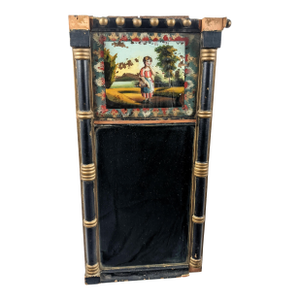 Circa 1830–1845 Empire Biedermeier Reverse-Painted Glass Mirror With Pastoral Scene