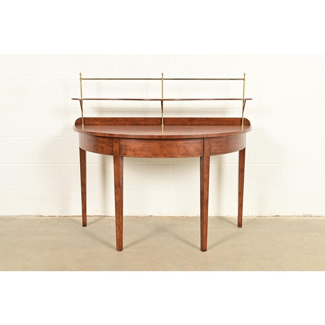 Baker Furniture Federal Banded Mahogany Demilune Console Table or Entry Table For Sale - Image 13 of 13