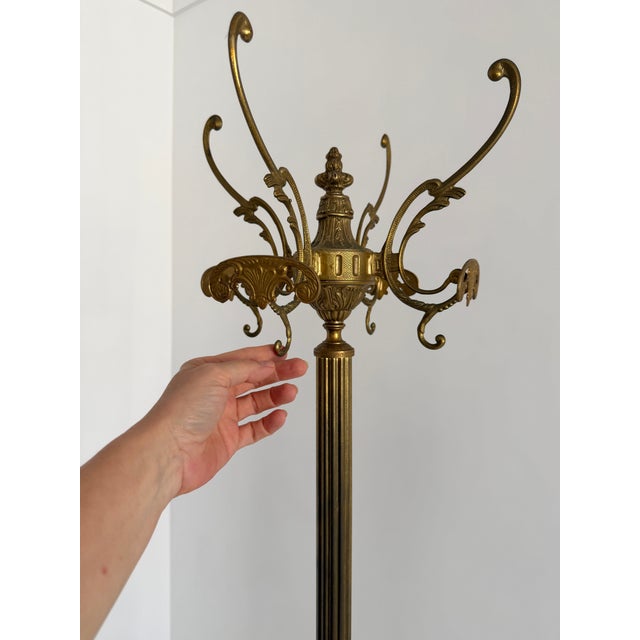 Vintage Italian Brass Coat Rack with Onyx Marble Centrepiece, 1960s For Sale - Image 6 of 18