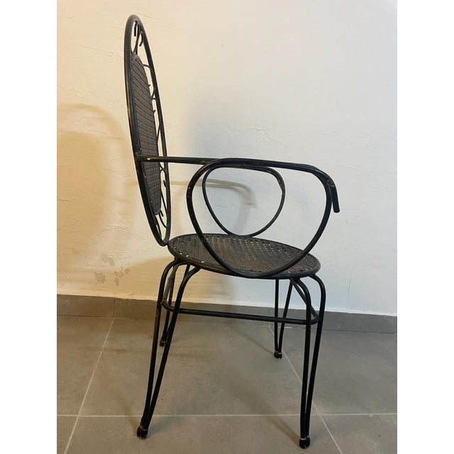 Black Provencal Armchairs in Wrought Iron, 1960s, Set of 3 For Sale - Image 8 of 14