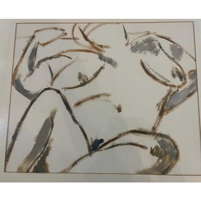 Boho Chic Vintage Pastel Drawing of a Reclining Female Nude From a Woodstock New York Studio For Sale - Image 3 of 4