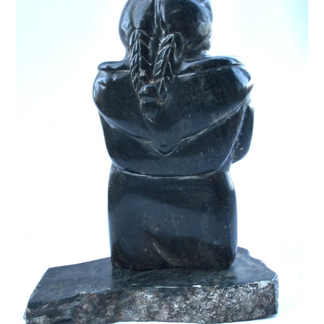 Figurative 1950-60s Inuit Stone Carving Standing Woman With Braid For Sale - Image 3 of 8