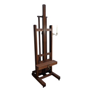 Double-Sided Oak Studio Easel For Sale
