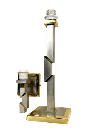Skyscraper Brass and Chrome Table Lamp & Wall Lamp, 1970s, Set of 2