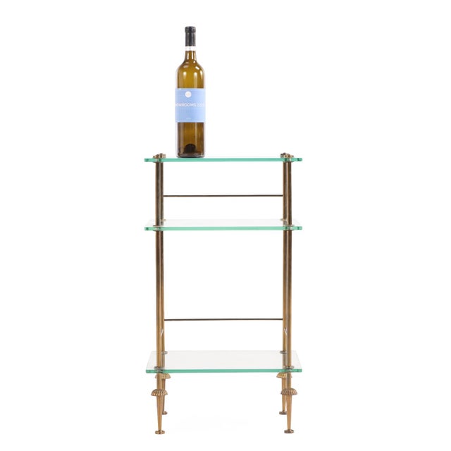 1950s A French Three-Tier Brass and Glass End Table, C. 1950 For Sale - Image 5 of 5