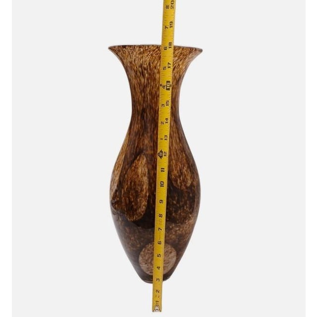 Vintage Italian Murano Handblown Glass Vase 19" Brown Spots Speckle Art Deco MCM For Sale - Image 11 of 18