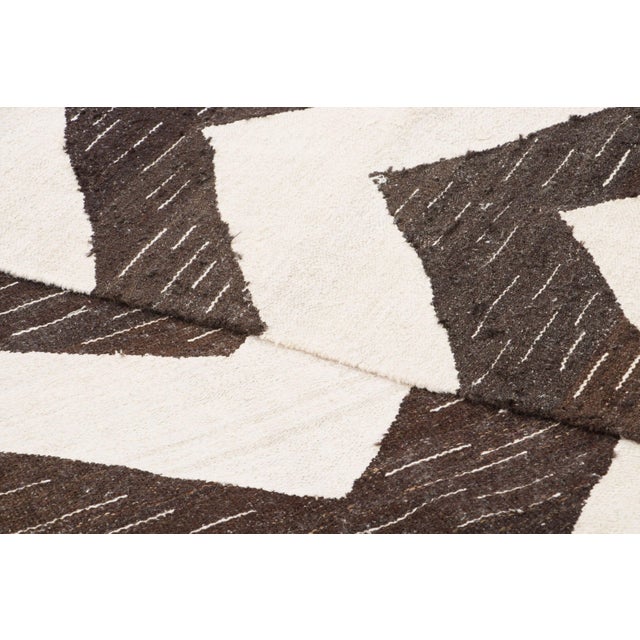 Textile Vintage Kilim Hemp Rug With Chevron Design by Rug & Kilim, 1950-1959 For Sale - Image 7 of 9