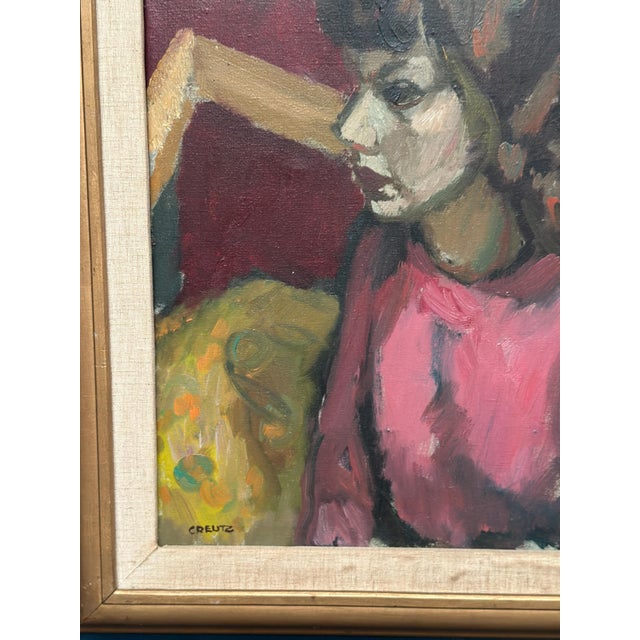Magnus Creutz, Woman, 1950s, Oil on Canvas, Framed For Sale - Image 7 of 13