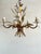 Metal Vintage Gilt Wheat Sheaf Chandelier with White Floral Details, France, 1960s For Sale - Image 7 of 13