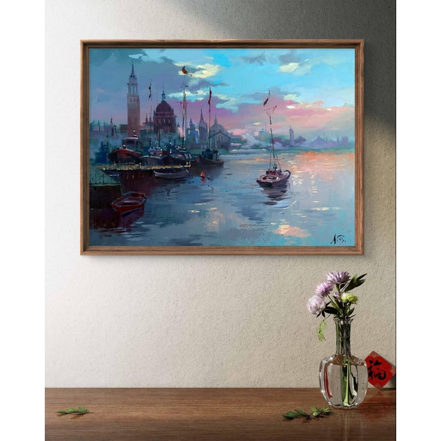Paper Oil Painting Romantic Sailing Yuriy Suprunchuk For Sale - Image 7 of 12