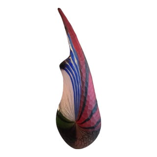 Large Contemporary Art Glass Vase – Hand-Faceted Matte Finish, 21” Tall For Sale