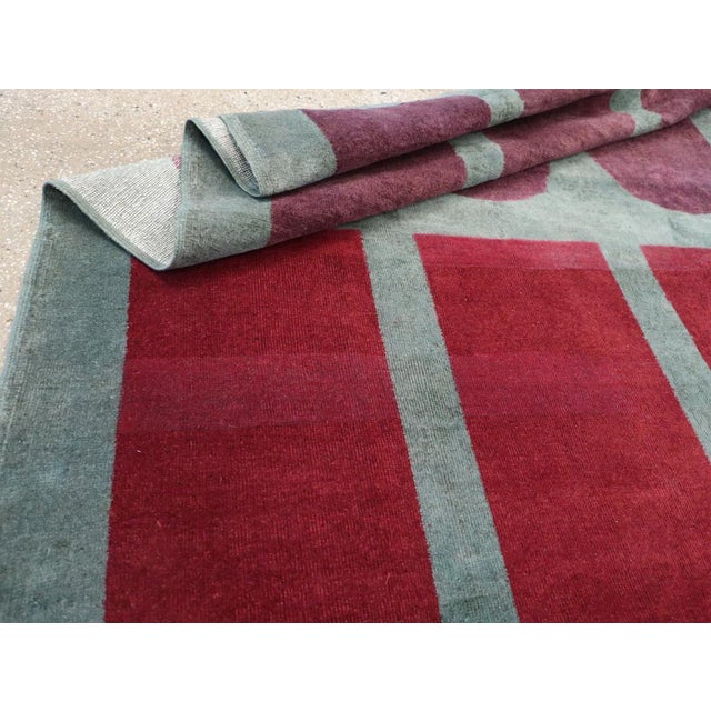 Burgundy Galerie Shabab Collection Mid-20th Century Turkish Anatolian Deco Style Carpet For Sale - Image 8 of 8