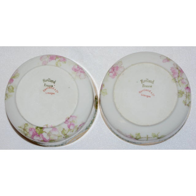 White Pair of Haviland & Co. Limoges France Cream Soup Bowl and Saucer Apple Blossom For Sale - Image 8 of 11