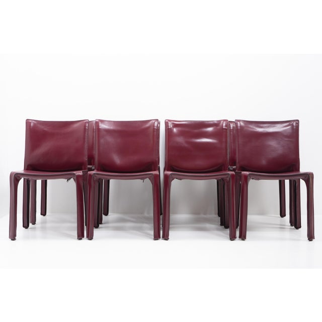 Cab 412 Bordeaux Red Chair Set by Mario Bellini for Cassina, 1990s, Set of 8 For Sale - Image 14 of 17