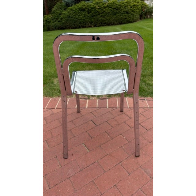 Arrben Chrome Dining Chair With Perforated Steel Seat, Italy, Circa 1970s For Sale In Denver - Image 6 of 7