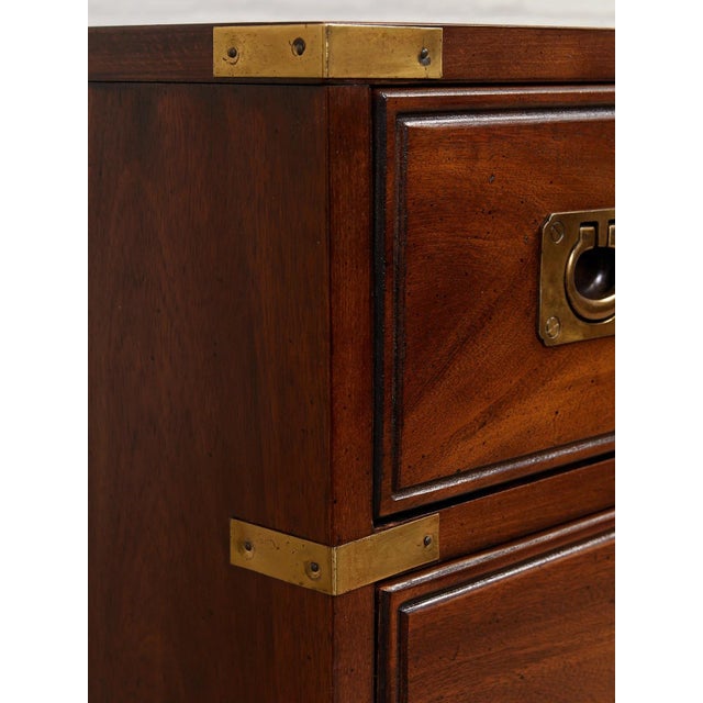 Vintage Campaign Mahogany Tall Chest With Brass Hardware For Sale In Los Angeles - Image 6 of 10