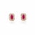 14k Solid Yellow Gold Ruby Diamond Halo Stud Earrings - 2 Pieces For Sale - Image 4 of 7