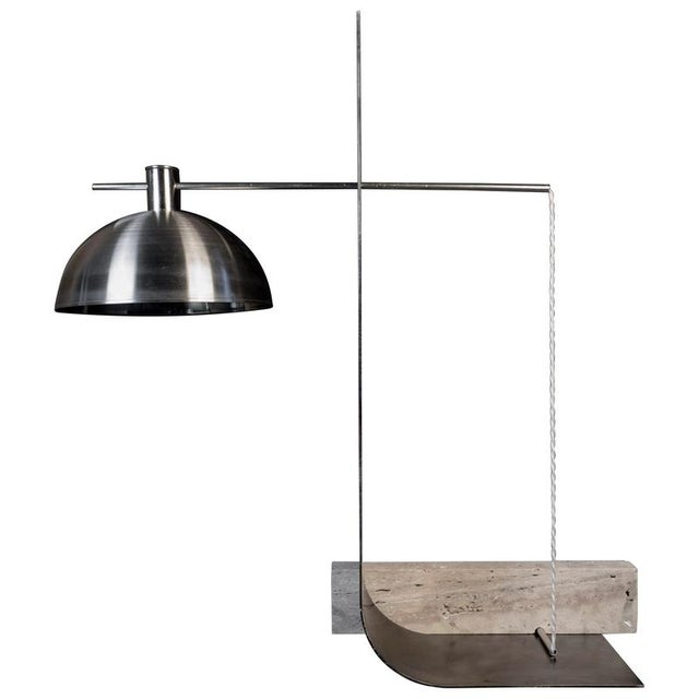 Equo 2.1 Floor Lamp in Iron with Travertine and Stainless Steel by D´ARK Atelier For Sale - Image 13 of 13