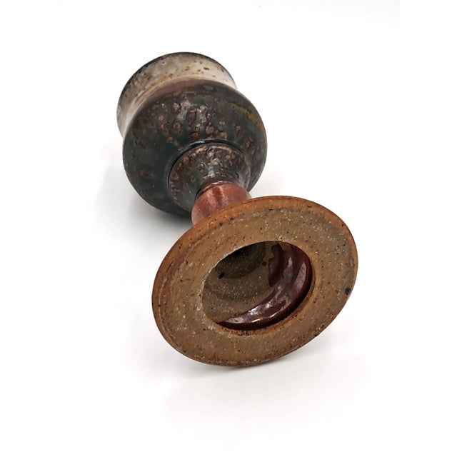 Shabby Chic Vintage Handmade Artisan Brown Luster Studio Pottery Goblet For Sale - Image 3 of 7