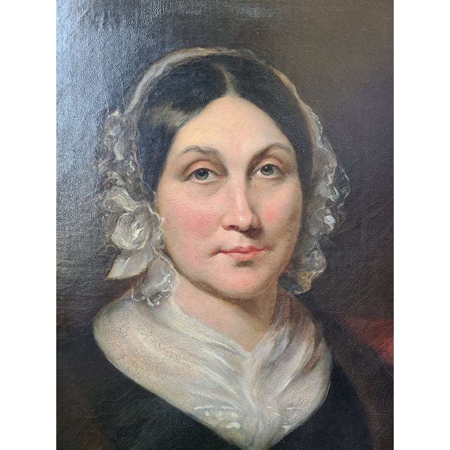 Victorian Antique 19th Century Victorian Oil Painting Portrait of a Lady For Sale - Image 3 of 18