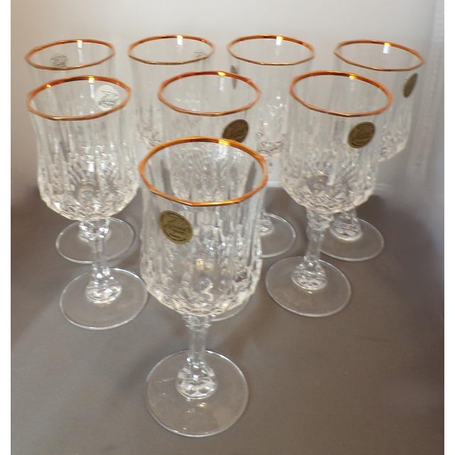 Mid-Century Modern 1980s Longchamp Gold, by Cristal D'Arques, Set of Eight 5 3/4 Ounce 24% Lead Crystal For Sale - Image 3 of 15