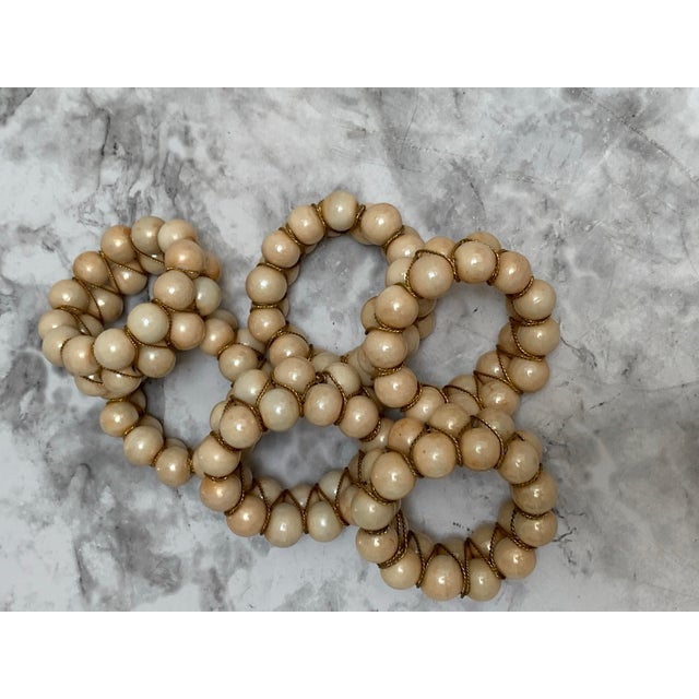 Ceramic Iridescent Beaded Bauble Napkin Rings- Set of Six For Sale - Image 7 of 8