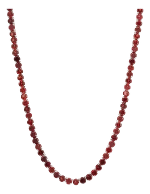 Modern 5mm Round Garnet Tennis Necklace Crafted in Sterling Silver- Gift for Women