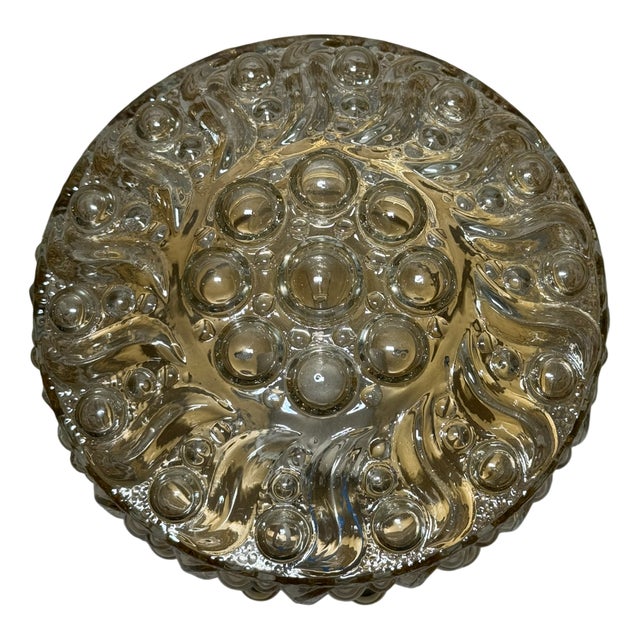 Mid-Century Amber Pressed Glass Ceiling Light, 1960s For Sale