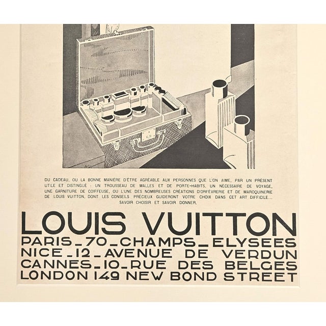 Art Deco 1927 French Art Deco Louis Vuitton Advertisment Print-Luxury Travel Needs, Matted For Sale - Image 3 of 4