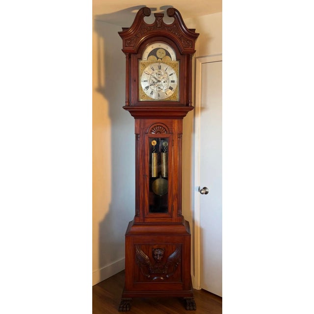 Brown Circa 1900 Harriet Beecher & Calvin Ellis Stowe Family Grandfather Clock For Sale - Image 8 of 11