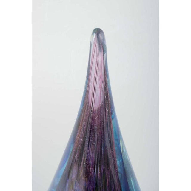 Art Murano Glass Drop-Shaped Sculpture in Clear and Blue-Violet, 1970s For Sale - Image 3 of 5