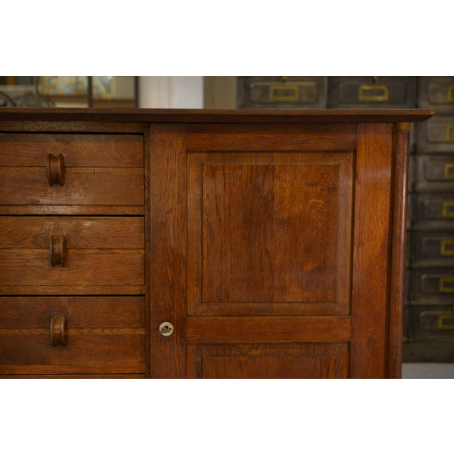 Brown Reconstruction Oak Buffet attributed to René Gabriel, 1940s For Sale - Image 8 of 12
