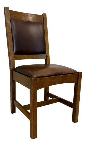 Stickley Mission Oak Leather Back Cottage Side Chair