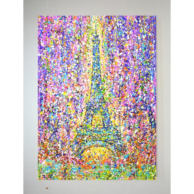 Abstract Holiday. Eiffel Tower. Original Contemporary Painting For Sale - Image 3 of 11
