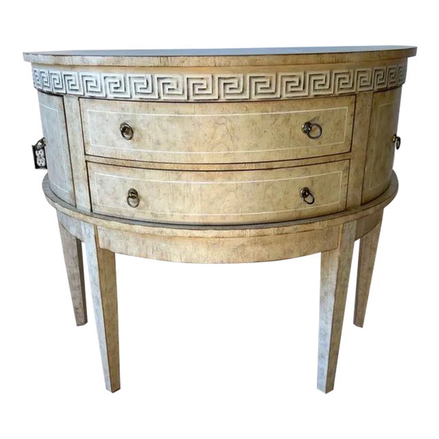Late 20th Century Neoclassical Style Enamel Painted Demilune Side Cabinet Sideboard For Sale
