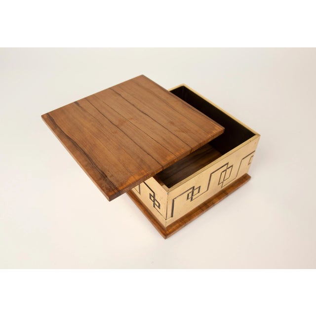 Square Decorative Box in Solid Brass and Wood, Italy, 1970s For Sale - Image 10 of 12