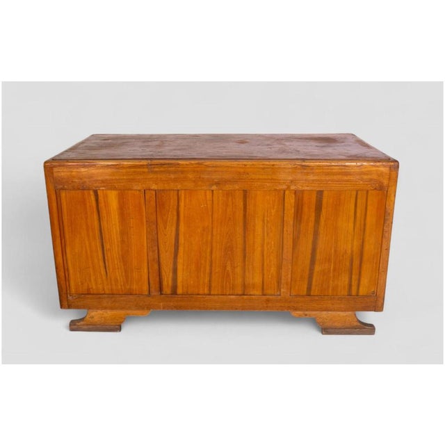 Large Vintage Wooden Desk with Double Drawer Unit and Shaped Legs For Sale - Image 6 of 12