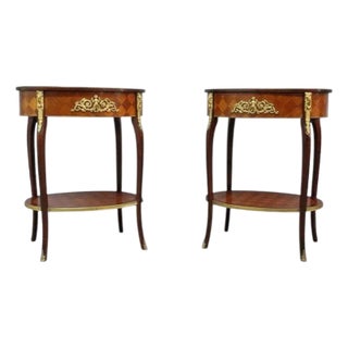 1920s Pair Spanish French Louis XV Style Rosewood Prquetry & Figural Ormolu Stands For Sale
