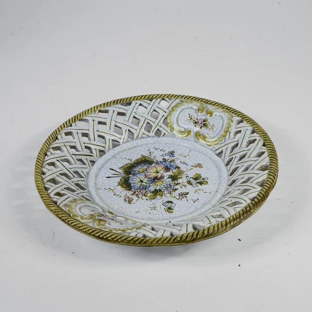 Decorated and Pierced Ceramic Dish by A.G.A For Sale - Image 4 of 7