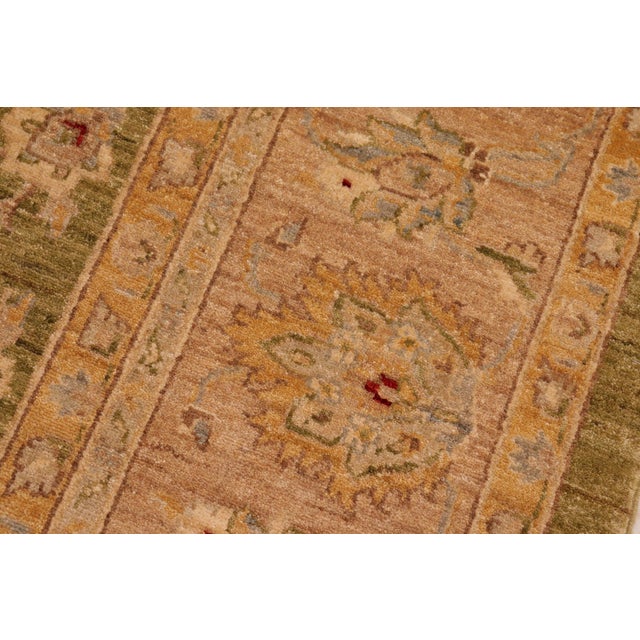 Tan Oriental Ziegler Green Tan Hand-Knotted Wool Rug - 8'1'' X 9'8'' For Sale - Image 8 of 8