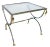 French Brushed Steel & Brass Side Table W Glass Top & Swan Supports For Sale