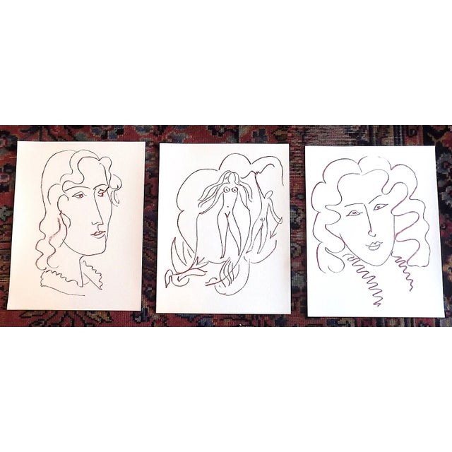 Printmaking Materials Vintage Henri Matisse Bistre Abstract Modernist Portraits & Nude Couple - Set of 3 For Sale - Image 7 of 7