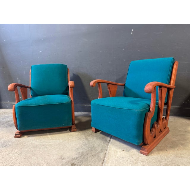 Art Deco Pair of 1960s Art Deco Lounge Chair For Sale - Image 3 of 10