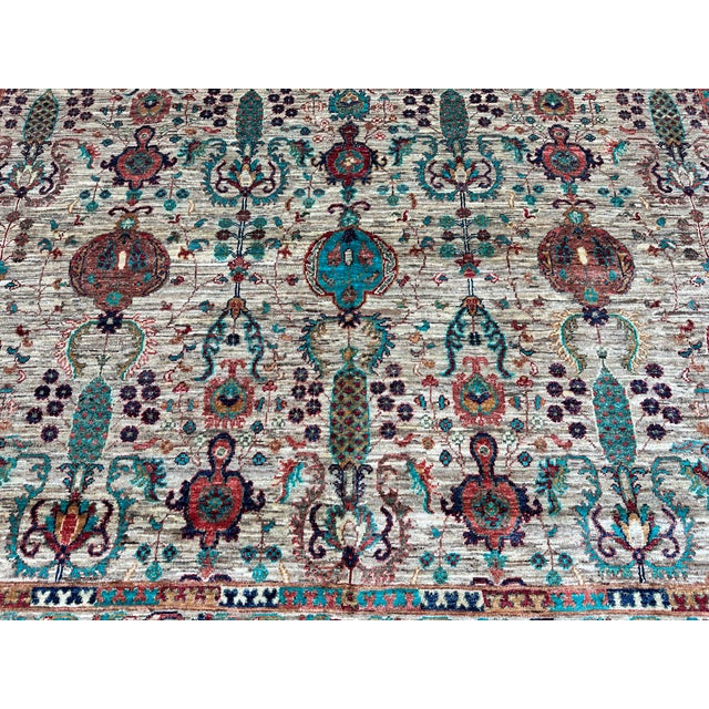 Ivory Persian Bakshaish Hand-Knotted Wool Rug - 8'1" X 11'3" For Sale - Image 9 of 13