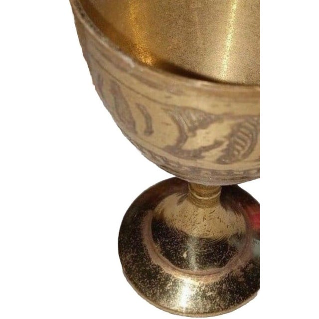 Metal The Atlas Collection: Hand-Etched Brass Goblets, a Set For Sale - Image 7 of 8