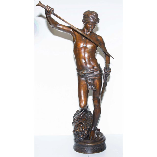 Large French Bronze Sculpture of David and Goliath by Antonin Mercié 42