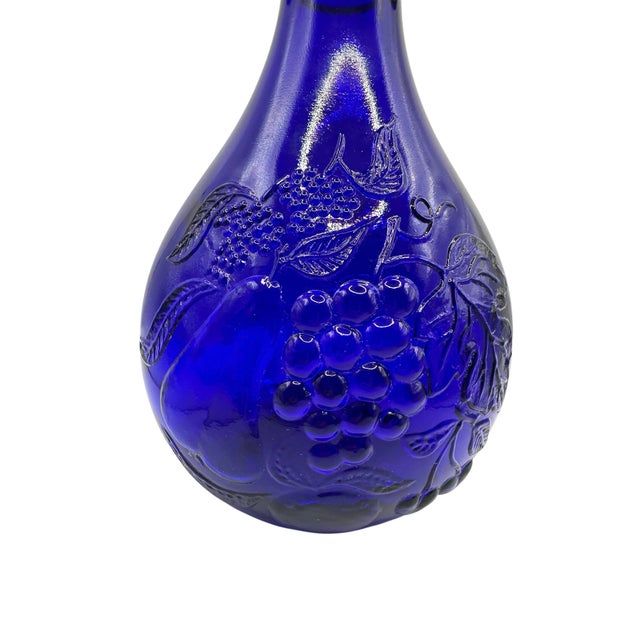 Glass Vintage Italian Casadis Milano Cobalt Blue "Jus De Fruits" Glass Jug For Sale - Image 7 of 12