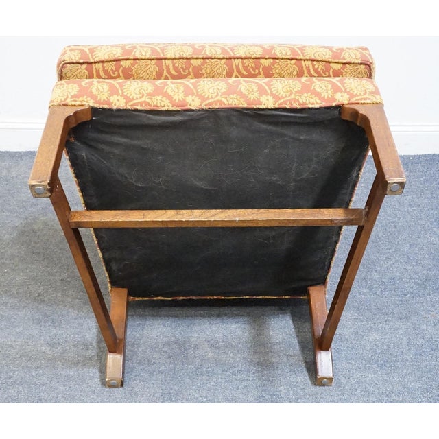 Henredon Furniture Traditional Gold & Terracotta Scrolling Demask Upholstered Accent Wingback Arm Chair For Sale - Image 9 of 10